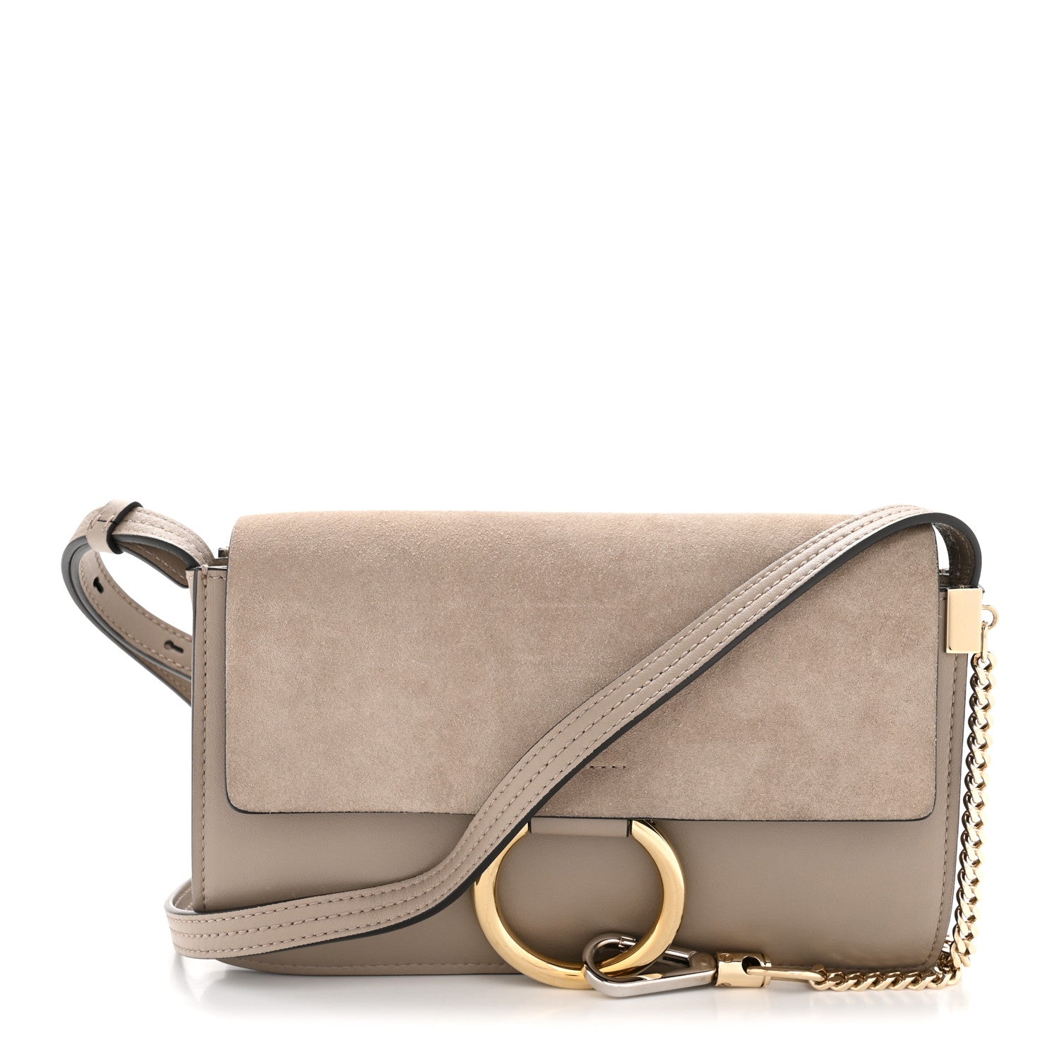 Chloe Suede Calfskin Small Faye Shoulder Bag Motty Grey 1 of 12