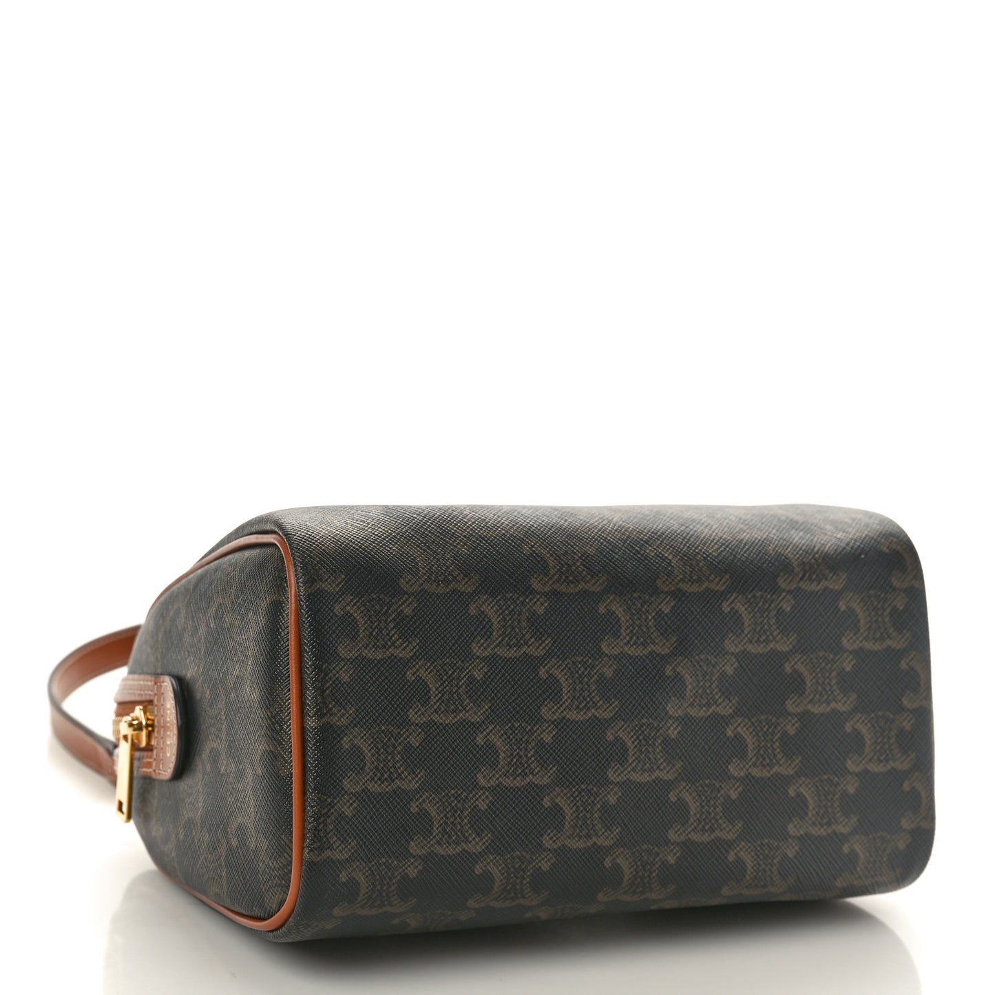 Triomphe Canvas Calfskin Small Boston Bag Tan