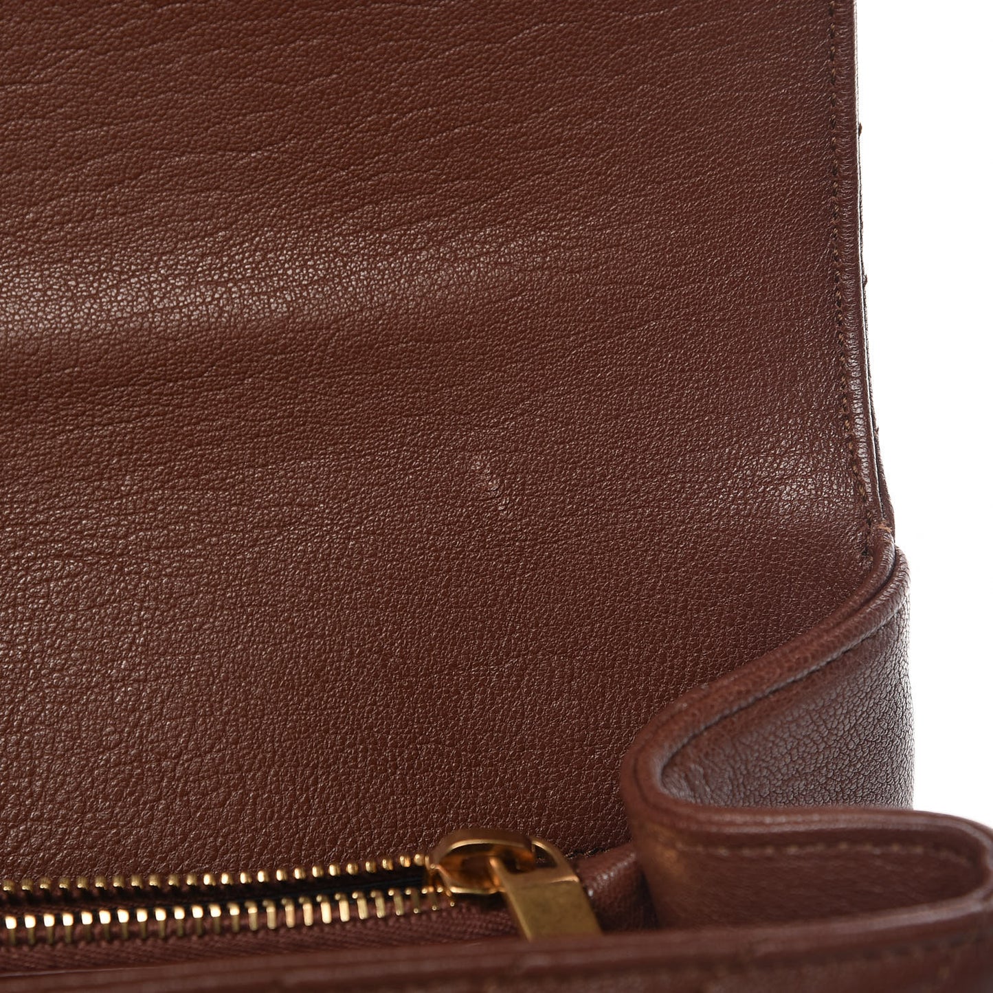 Sheepskin Matelasse Chevron Monogram Large College Satchel Cognac