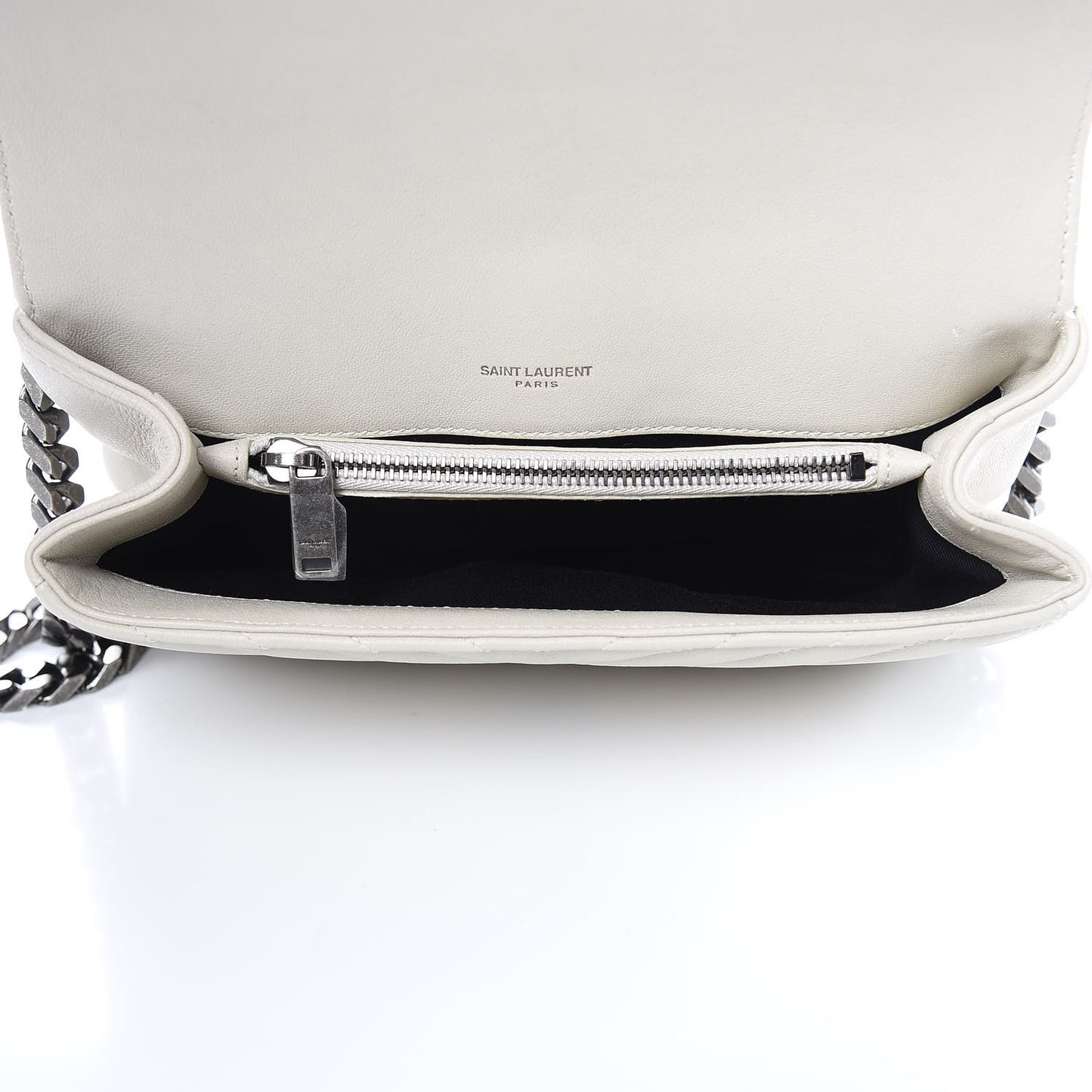 Sheepskin Matelasse Chevron Monogram Medium College Bag Crema Soft