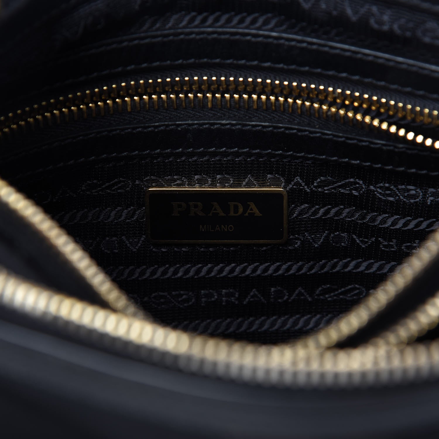Prada Tessuto Nylon Soft Calf Double Zip Crossbody Bag Black 9 of 11