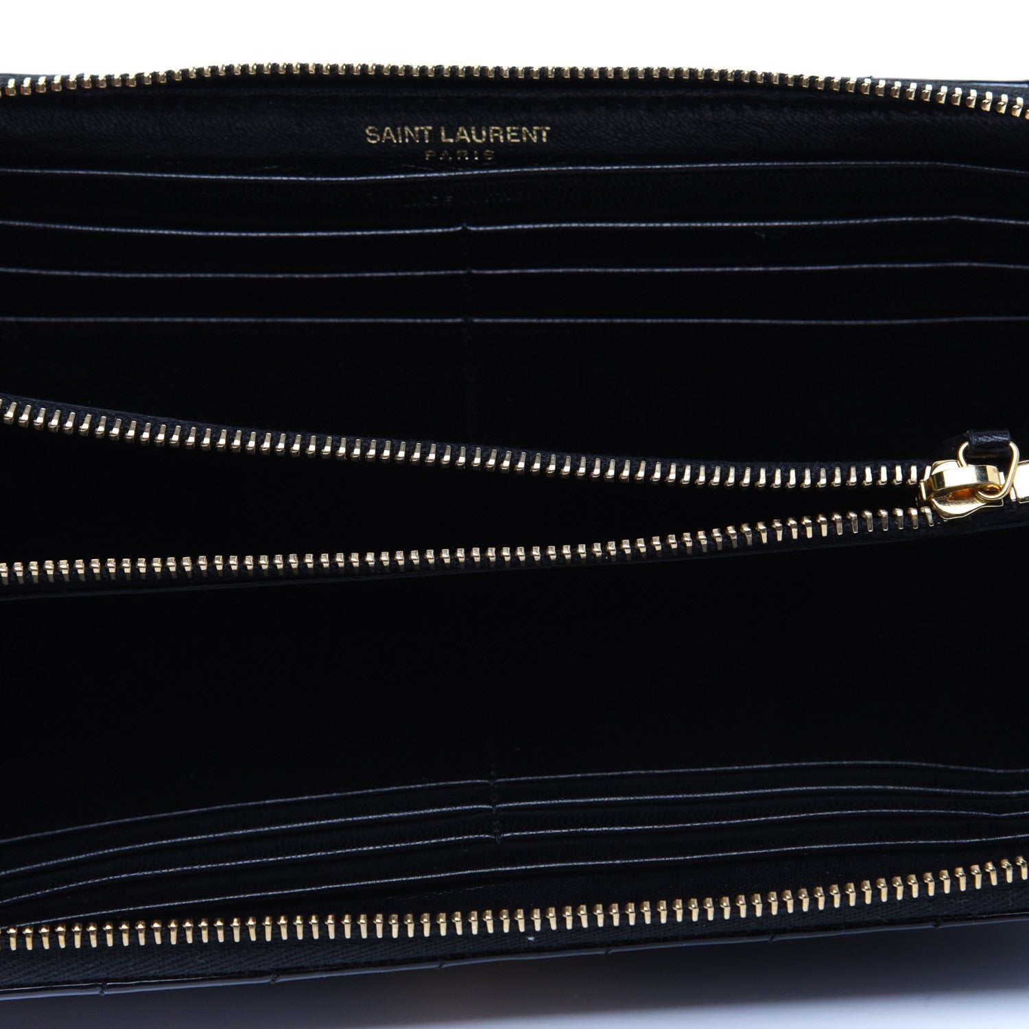 Saint Laurent Patent Calfskin Matelasse Monogram Vicky Zip Around Wallet Black 4 of 9