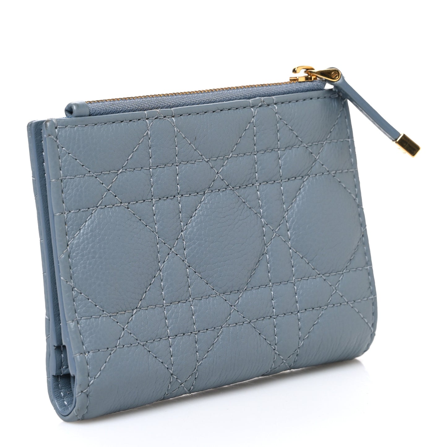 Grained Calfskin Supple Cannage Caro Dahlia Wallet Cloud Blue