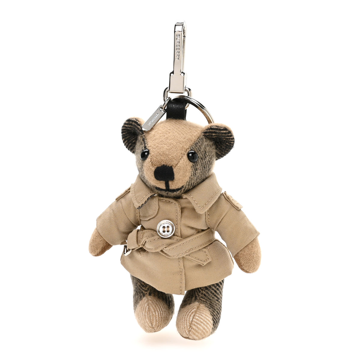 Burberry Cashmere House Check Thomas Bear Trench Coat Bag Charm Camel 1 of 4