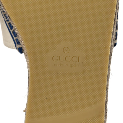 Gucci Canvas Interlocking G Espadrille Slide Sandals 39.5 Mystic White Royale Blue 7 of 8
