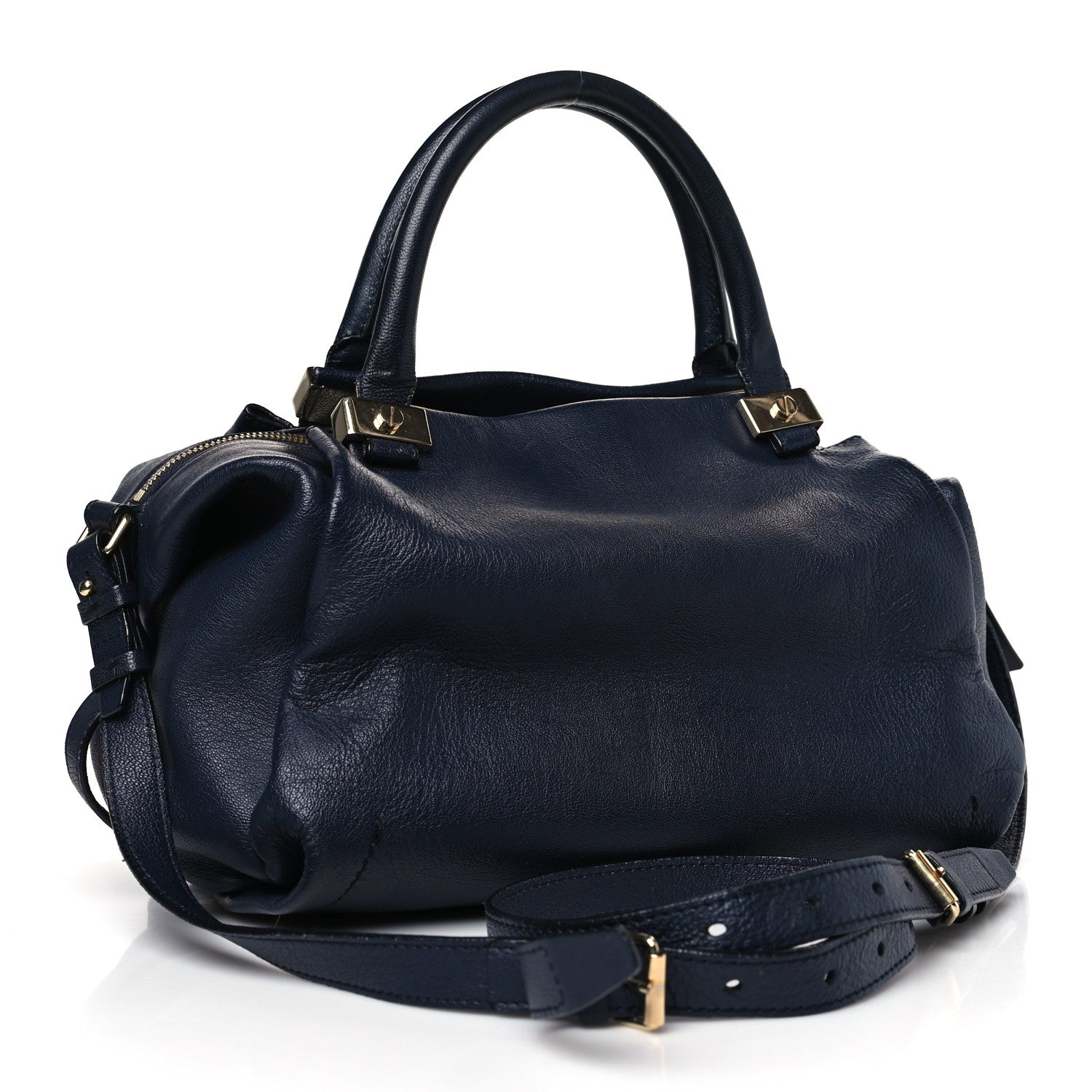 Lanvin Goatskin Trilogy Bowling Bag Navy 3 of 13
