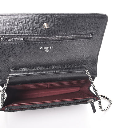Chanel Caviar Chevron Quilted Wallet On Chain WOC Black 5 of 9