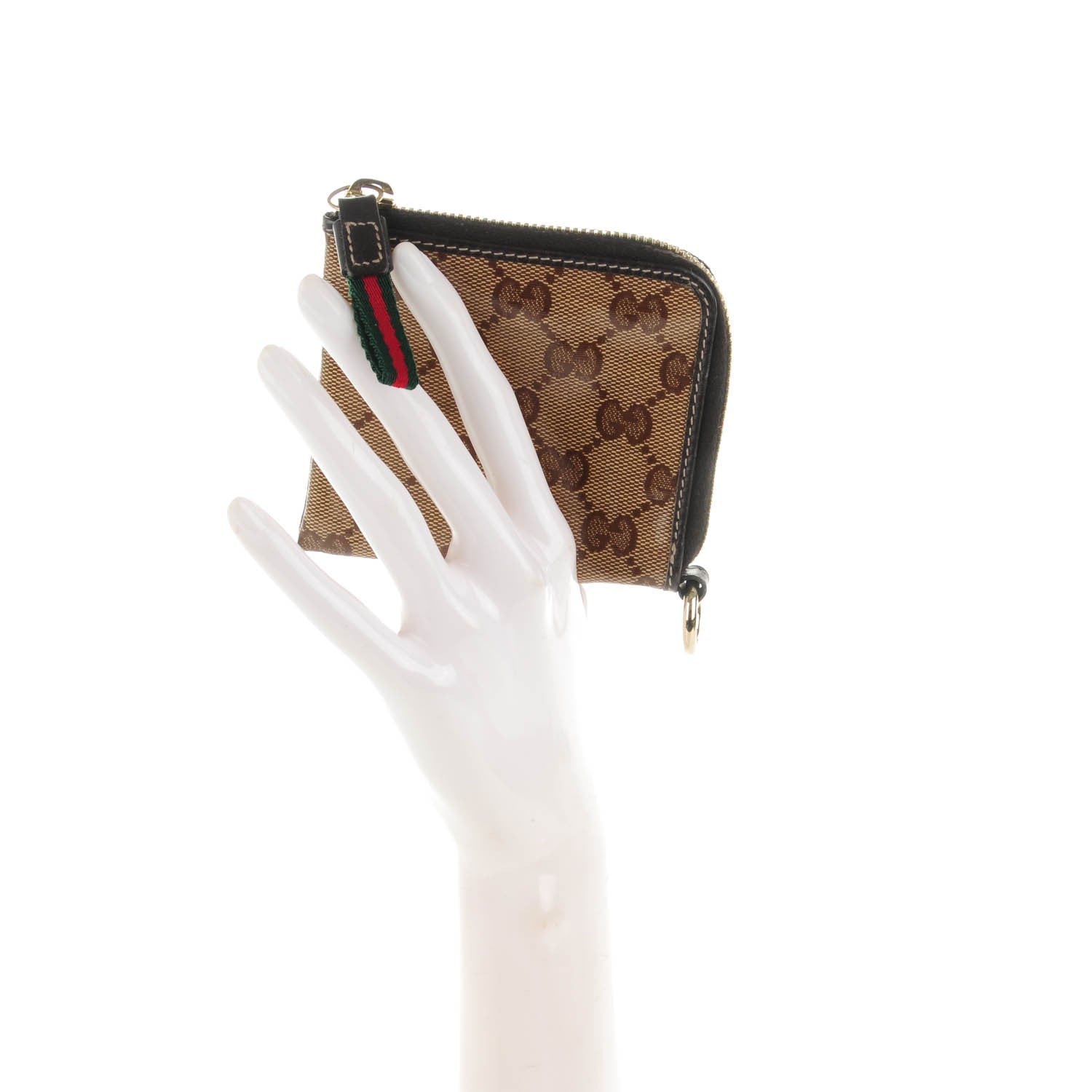 Gucci Crystal Monogram Zip Around Coin Purse Wallet Dark Brown 2 of 6