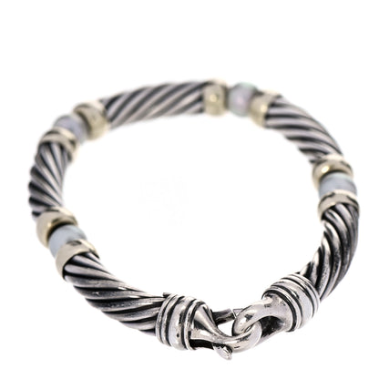 David Yurman Sterling Silver 14K Yellow Gold Pearl 7mm Hampton Bracelet 3 of 7