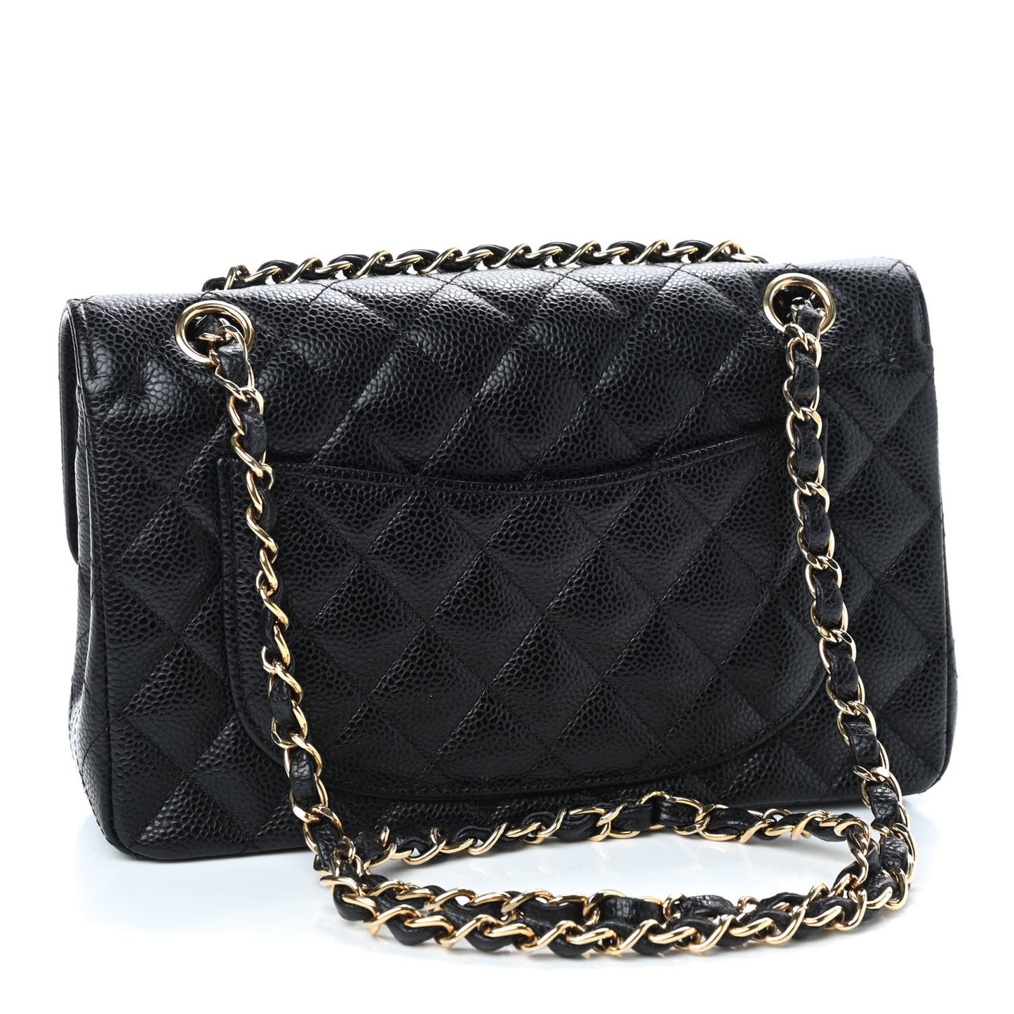 Caviar Quilted Small Double Flap Black