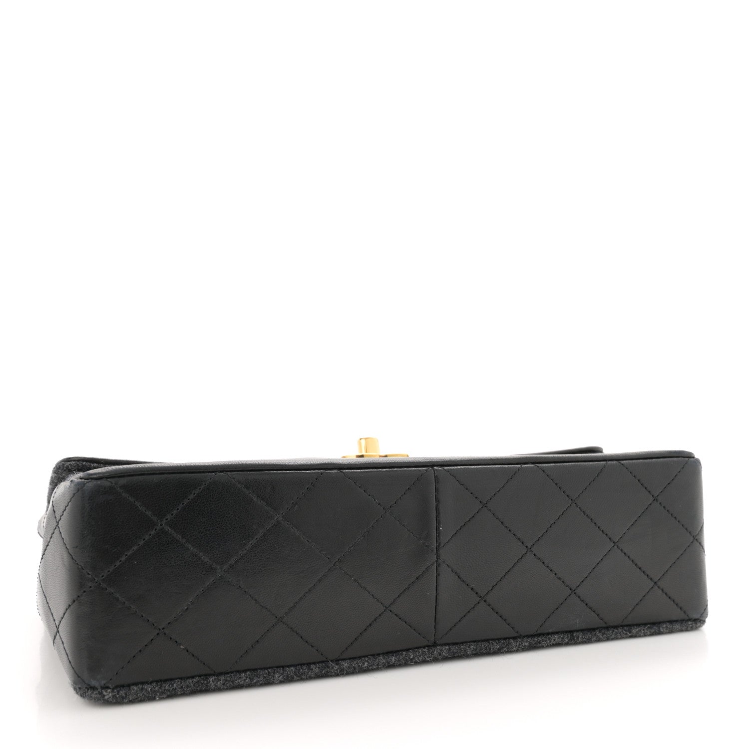 Chanel Lambskin Felt Quilted Small Single Flap With Pouch Grey Black 5 of 13