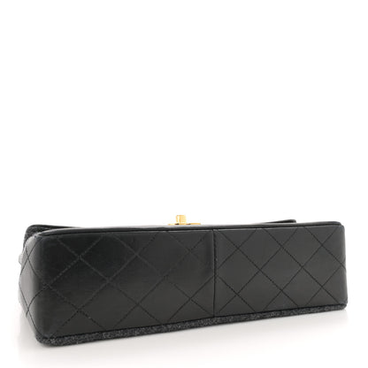 Chanel Lambskin Felt Quilted Small Single Flap With Pouch Grey Black 5 of 13