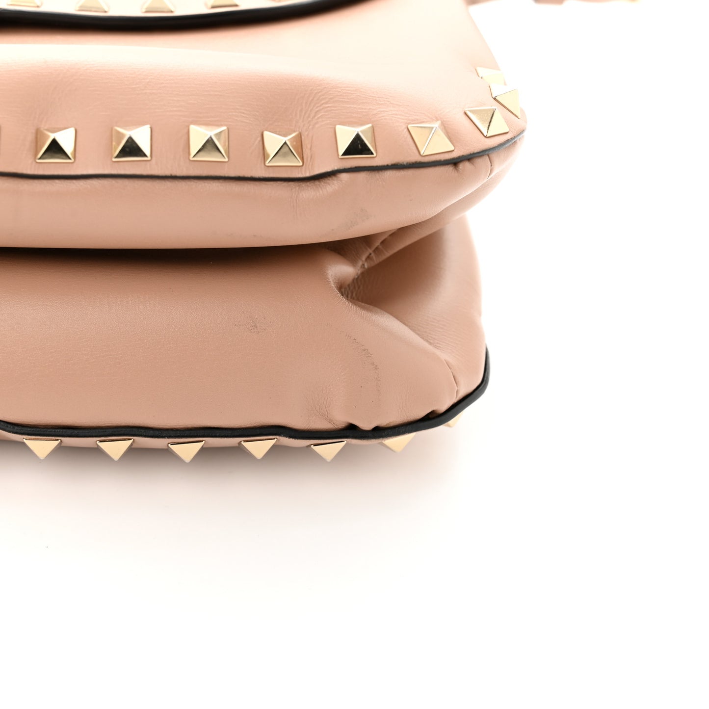 Vitello Small Rockstud Shoulder Bag Rose Cannelle