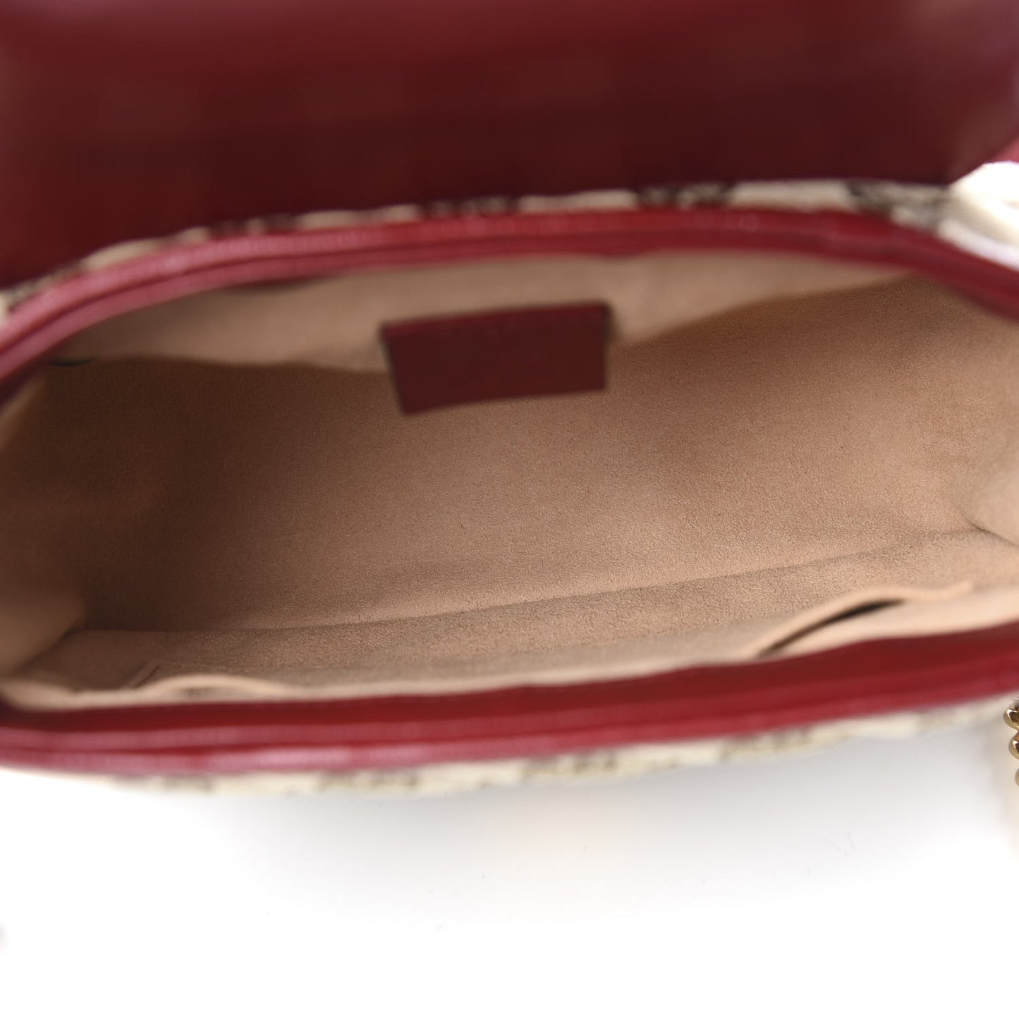 Monogram Glazed Calfskin Matelasse Diagonal Mini GG Marmont Top Handle Shoulder Bag Beige Ebony New Cherry Red