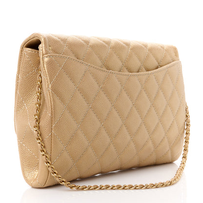 Chanel Metallic Caviar Quilted Clutch With Chain Flap Gold 3 of 12