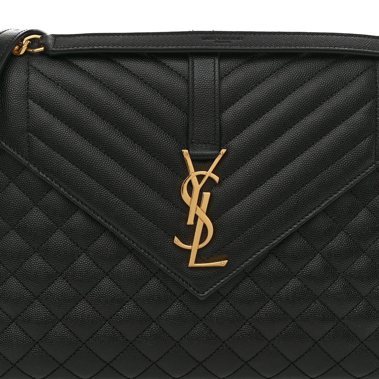 Grain De Poudre Textured Mixed Matelasse Large Triquilt Monogram Satchel Black