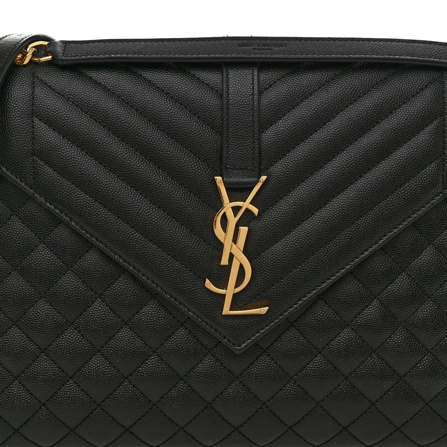 Saint Laurent Grain De Poudre Textured Mixed Matelasse Large Triquilt Monogram Satchel Black 8 of 10