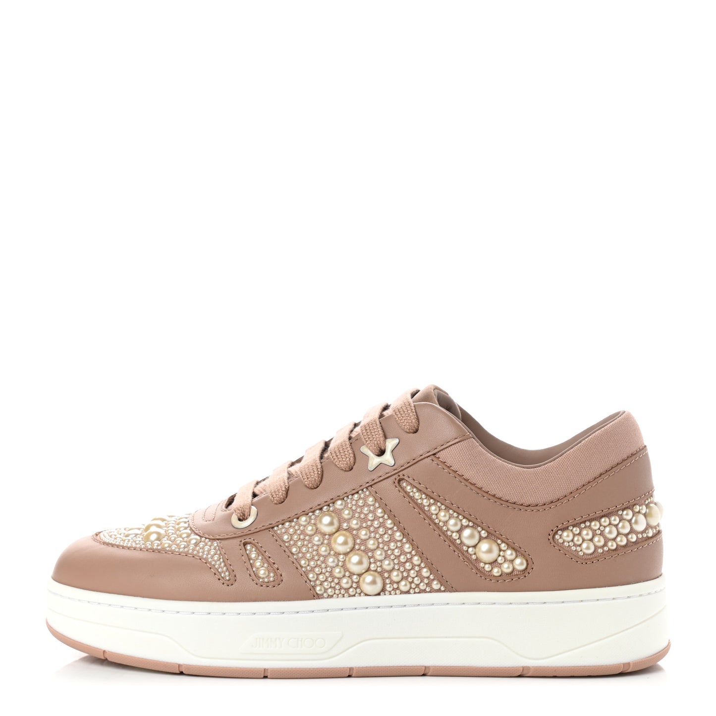 Calfskin Pearl Embellished Hawaii Flatform Sneakers 38 Ballet Pink