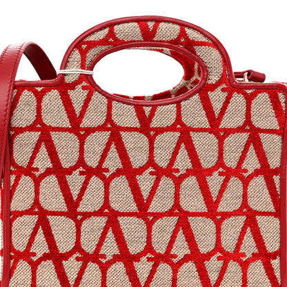 Valentino Garavani Toile Iconographe Goatskin Mini Le Troisieme Shopping Bag Naturale Rosso Valentino 7 of 9