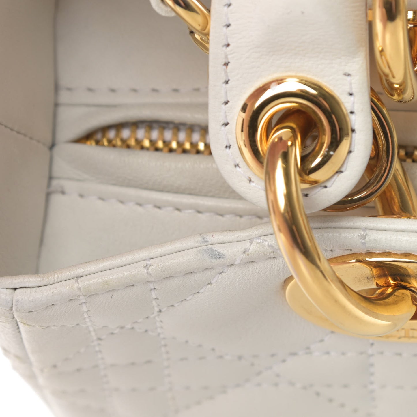 Lambskin Cannage Medium Lady Dior White