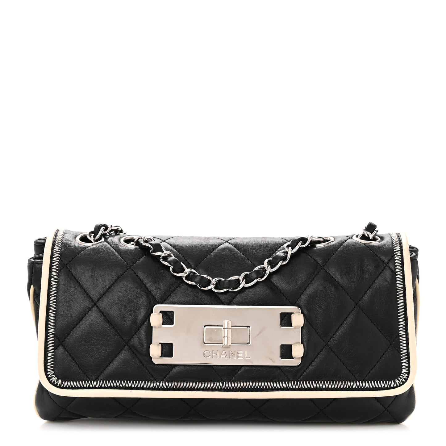 Lambskin East West Mademoiselle Flap Black