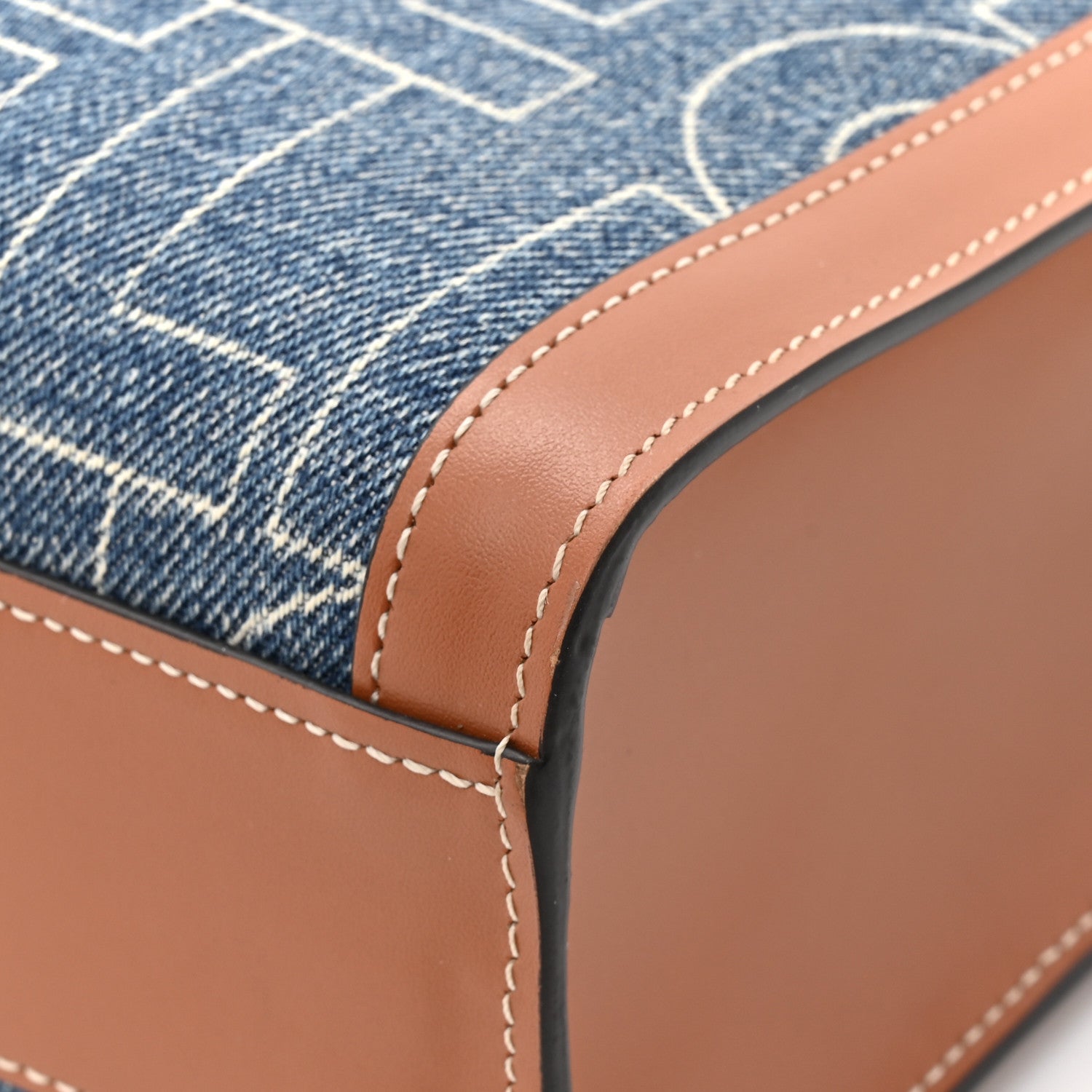 Celine Denim All Over Print Small Vertical Cabas Navy Tan 12 of 13