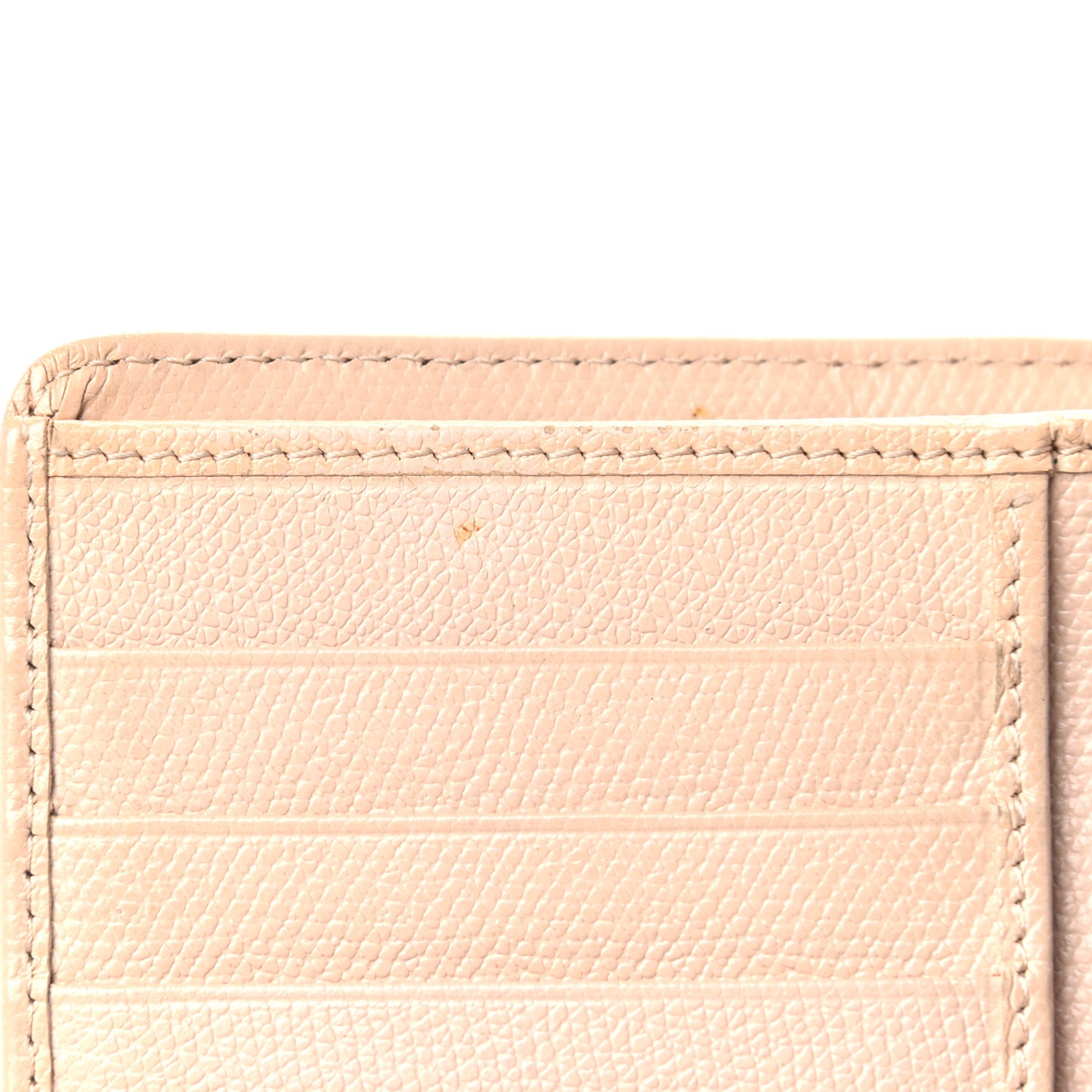 Grained Calfskin CC Button Yen Wallet Beige