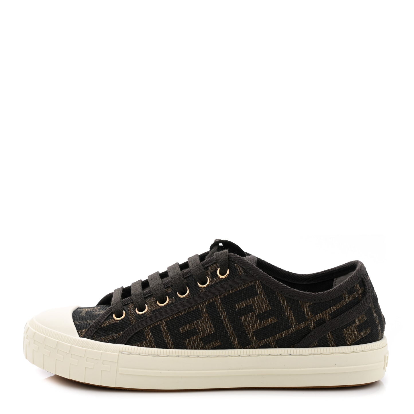Fabric Jacquard FF Womens Domino Low Top Sneakers 36 Tobacco