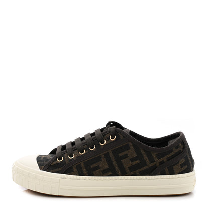 Fendi Fabric Jacquard FF Womens Domino Low Top Sneakers 36 Tobacco 1 of 10