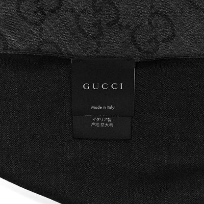 Gucci Wool Silk Jacquard Monogram Fringe Scarf Anthracite Black 4 of 4