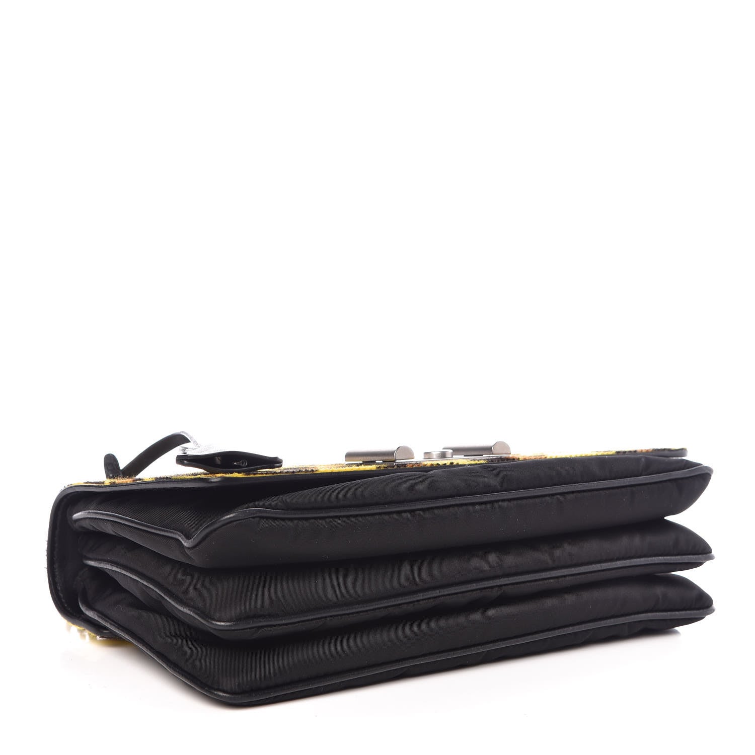 Prada Nylon Calf Hair Leopard Print Crossbody Bag Black Sole 4 of 7