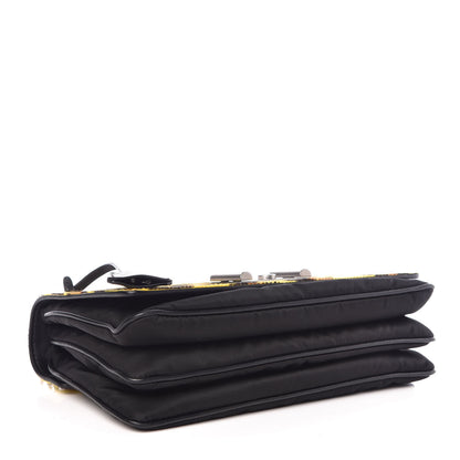 Prada Nylon Calf Hair Leopard Print Crossbody Bag Black Sole 4 of 7