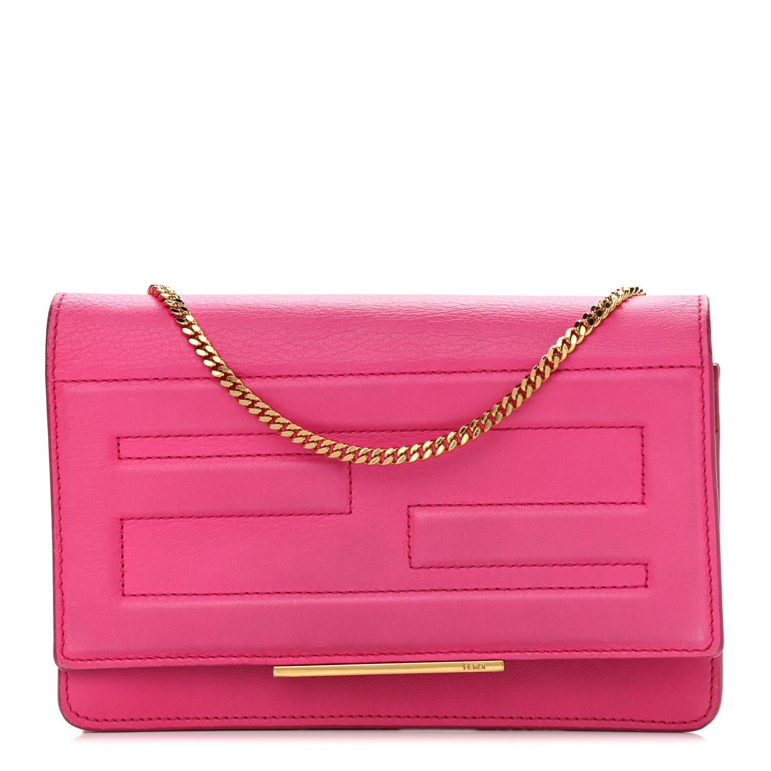 Fendi Vitello Flamingo Tube Wallet on Chain Fuchsia 1 of 16