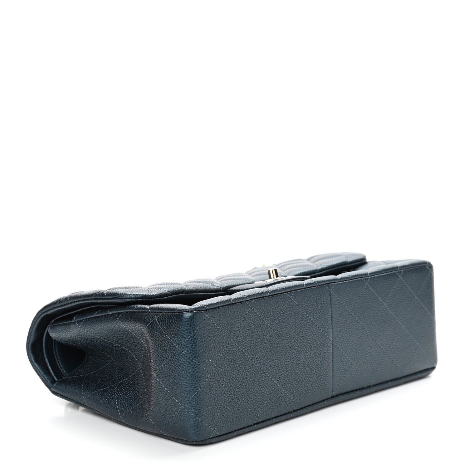 Chanel Metallic Caviar Quilted Jumbo Double Flap Dark Blue 3 of 10