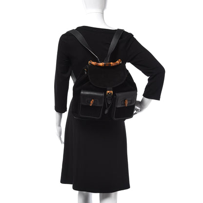 Gucci Suede Bamboo Backpack Black 2 of 16
