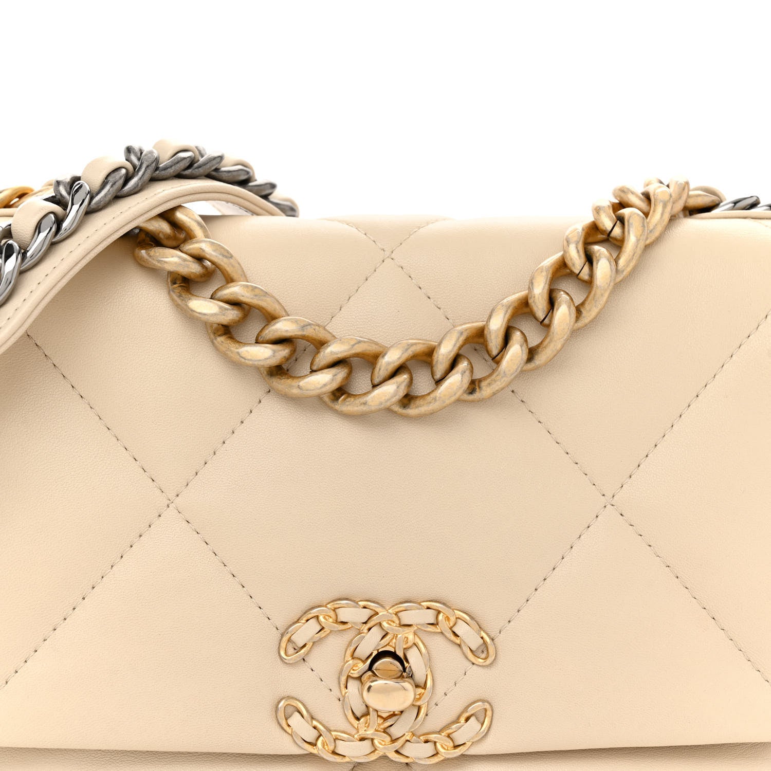 Chanel Lambskin Quilted Medium Chanel 19 Flap Beige 8 of 13