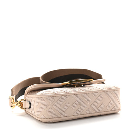 Fendi Canvas Vitello King Bi-Color Strap FF Embroidered Mini Baguette Poudre 4 of 9