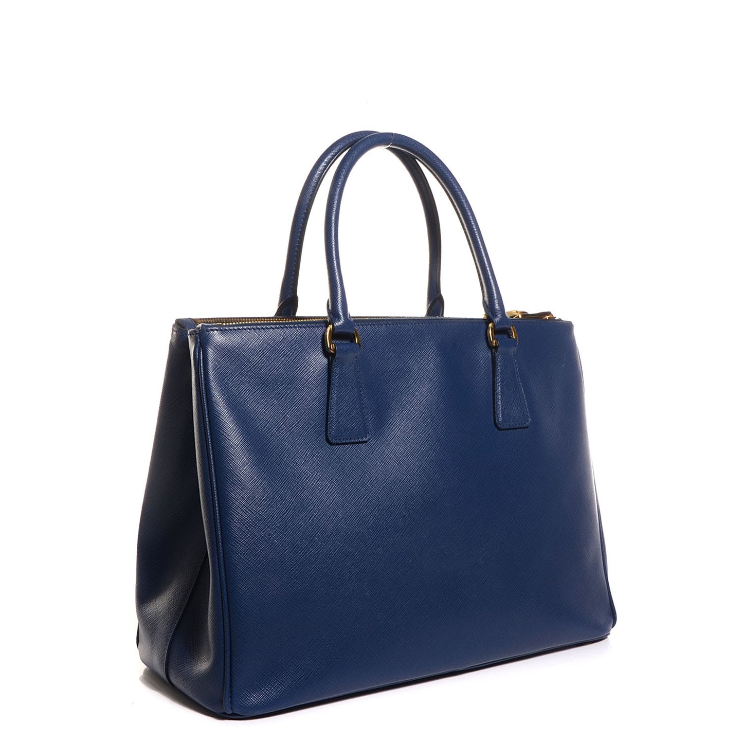 Saffiano Lux Medium Double Zip Tote Bluette