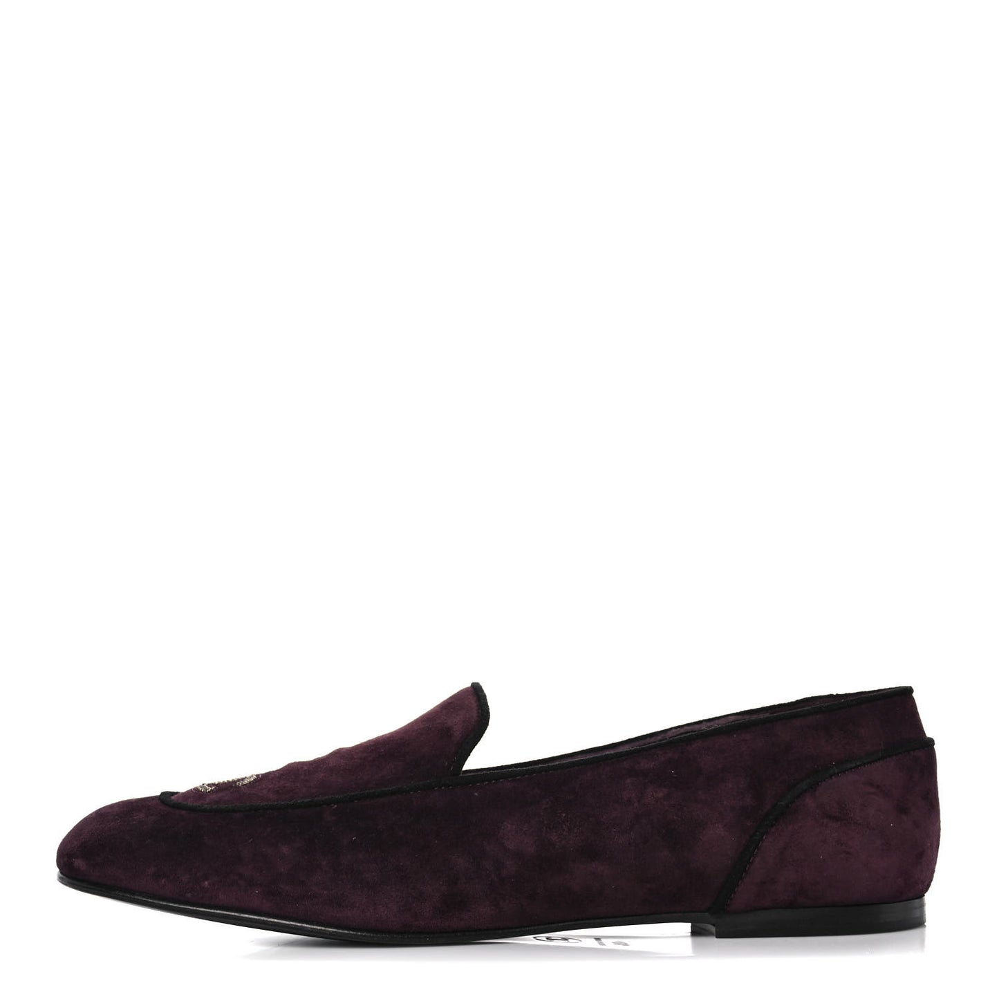 Suede Calfskin Womens Mocassin CC Flats 40.5 Burgundy
