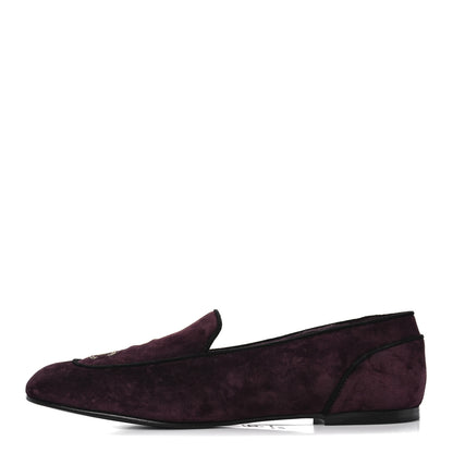 Chanel Suede Calfskin Womens Mocassin CC Flats 40.5 Burgundy 1 of 12