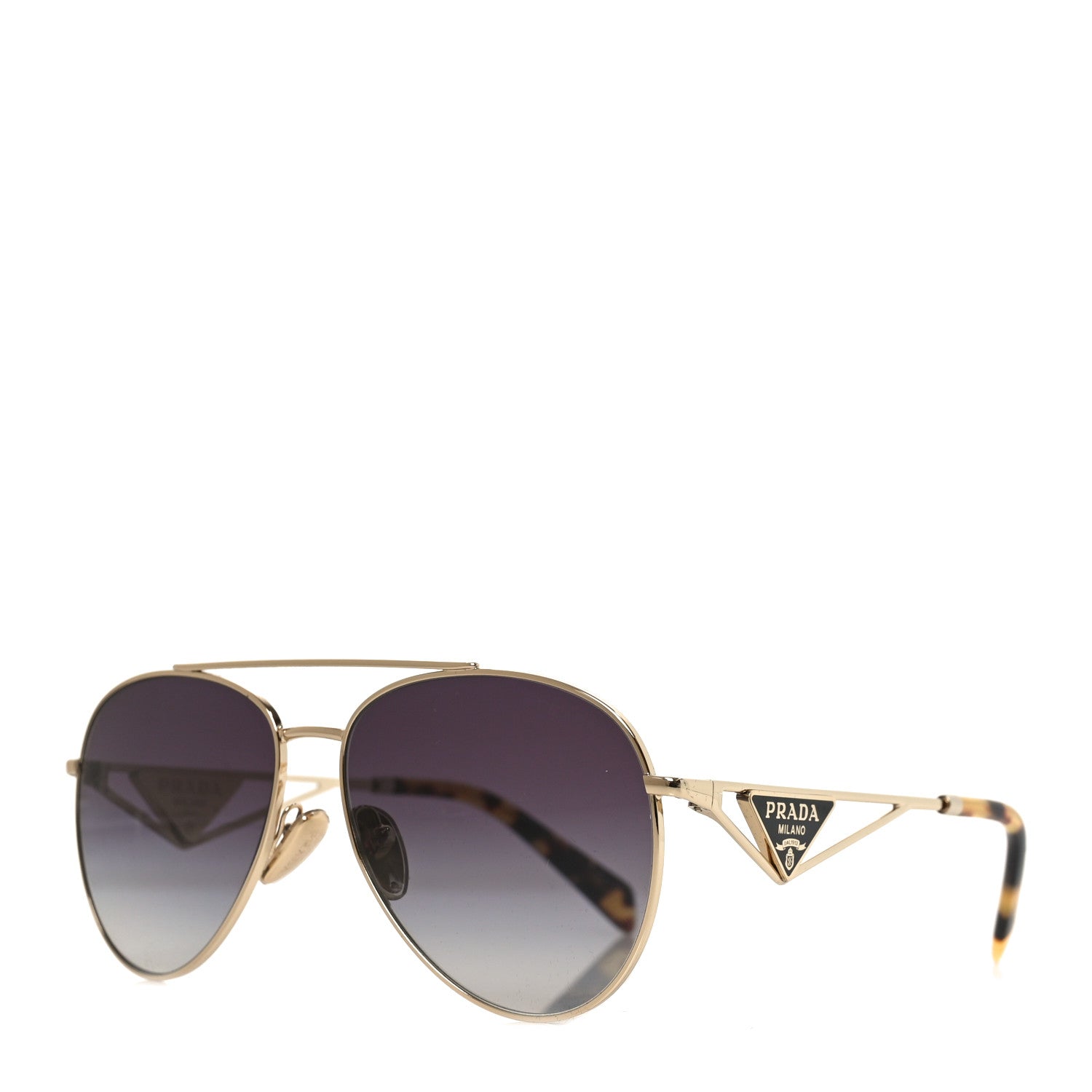 Prada Aviator Sunglasses SPR 73Z Gold Tortoise 1 of 7