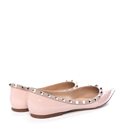 Valentino Garavani Patent Nappa Rockstud Ballerina Flats 40.5 Water Rose Poudre 4 of 17