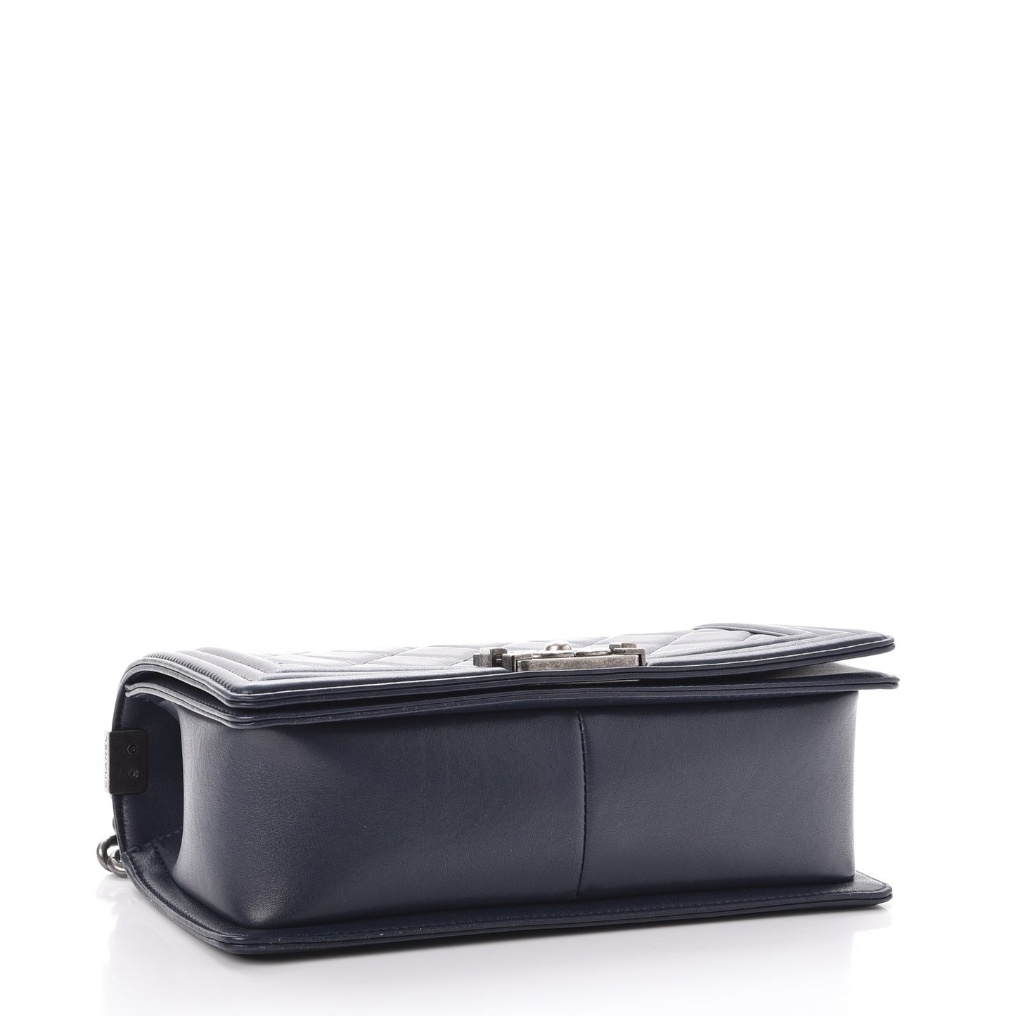 Calfskin Quilted Medium Boy Flap Navy Blue
