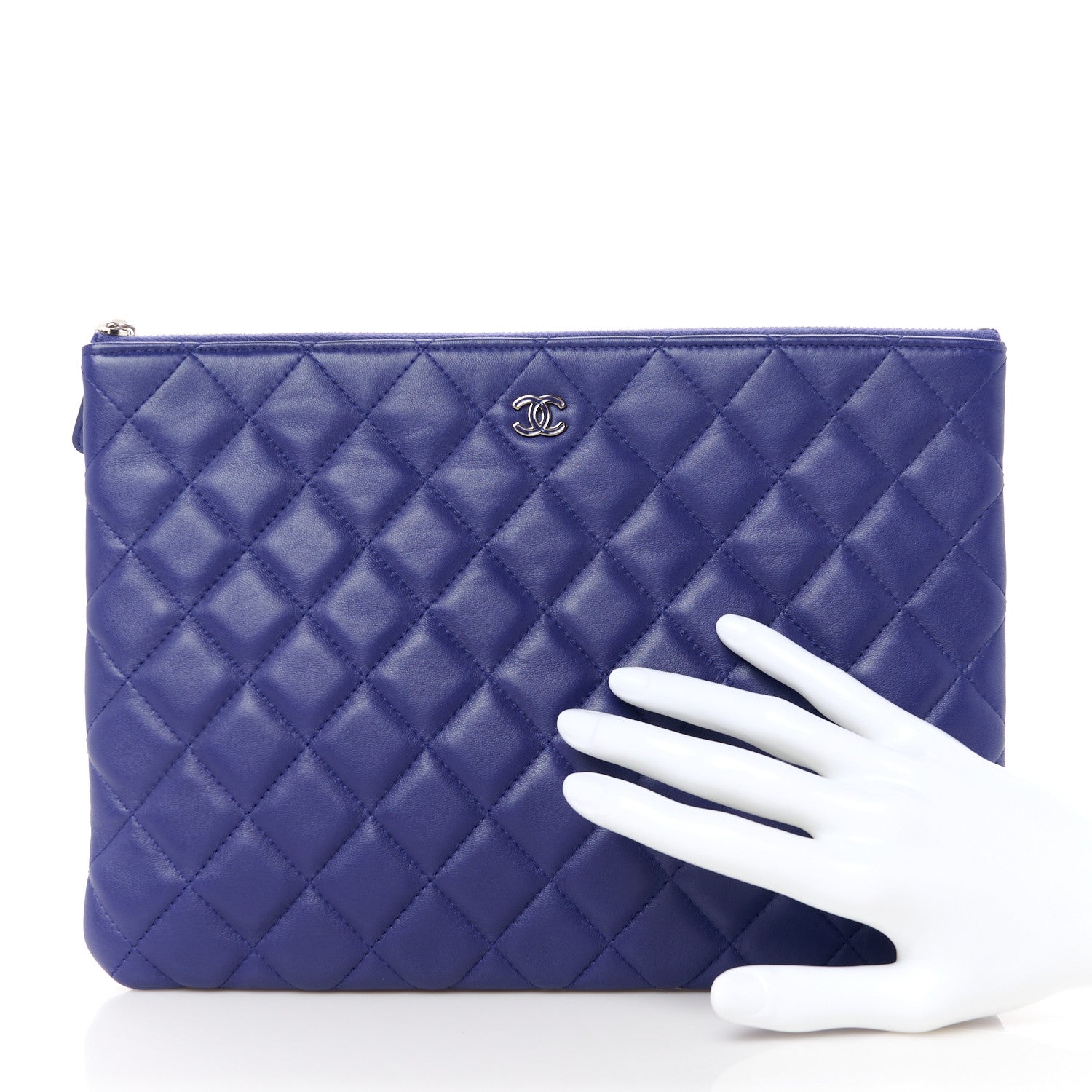 Chanel Lambskin Quilted Medium Cosmetic Case Purple 2 of 8