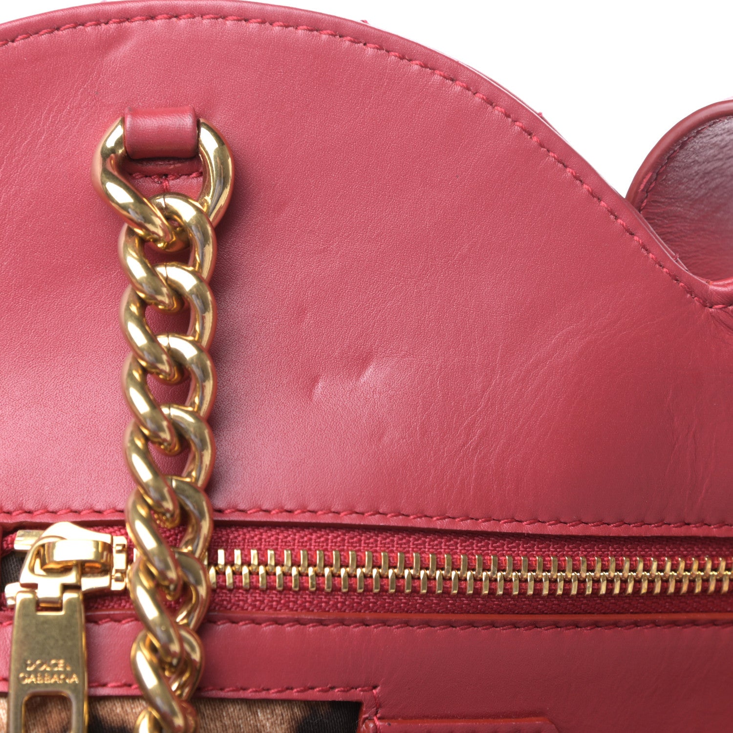 Dolce & Gabbana Calfskin Quilted Heart Shoulder Bag Red 10 of 10