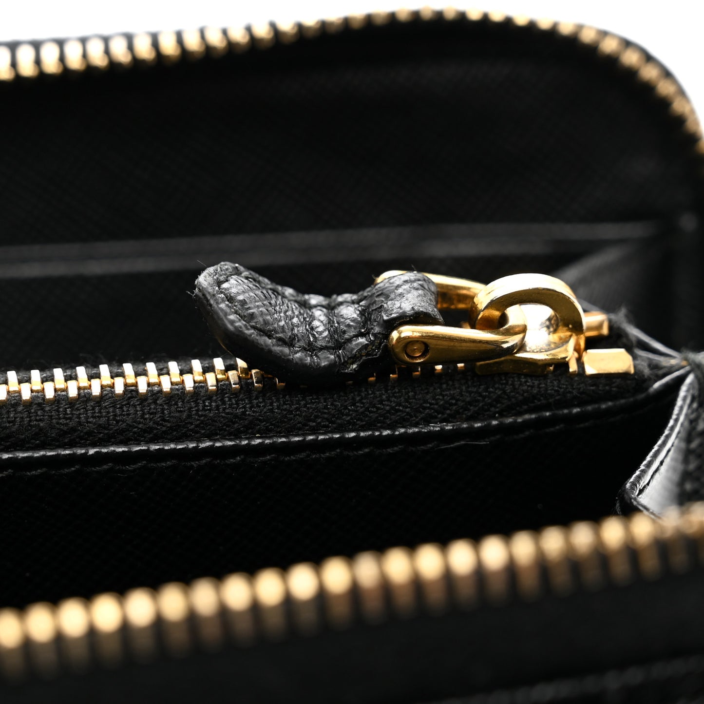 Saffiano Metal Zip Around Organizer Wallet Black