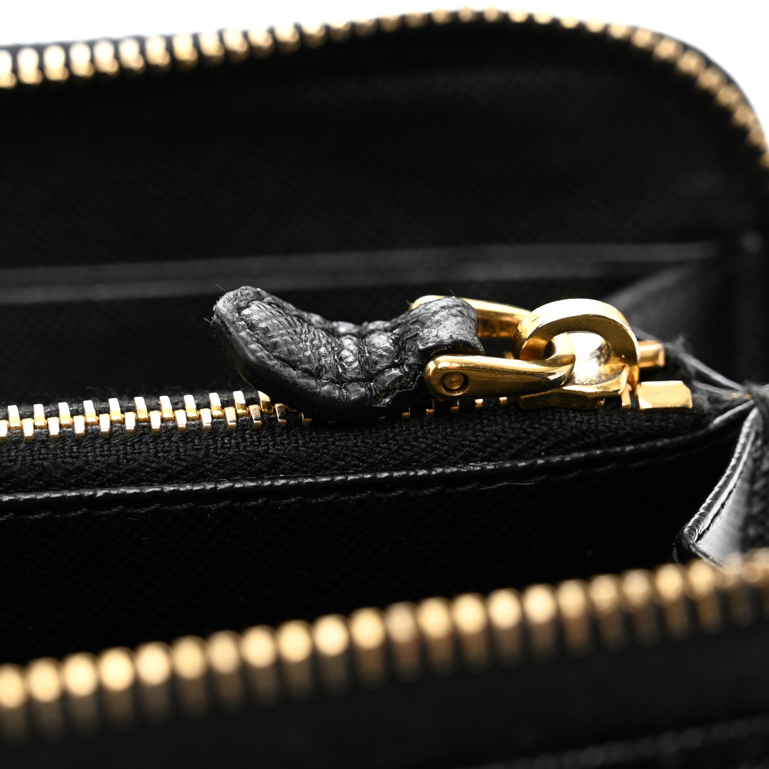Prada Saffiano Metal Zip Around Organizer Wallet Black 8 of 11