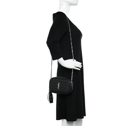 Saint Laurent Grain De Poudre Matelasse Monogram Mini Lou Camera Bag Black 2 of 11