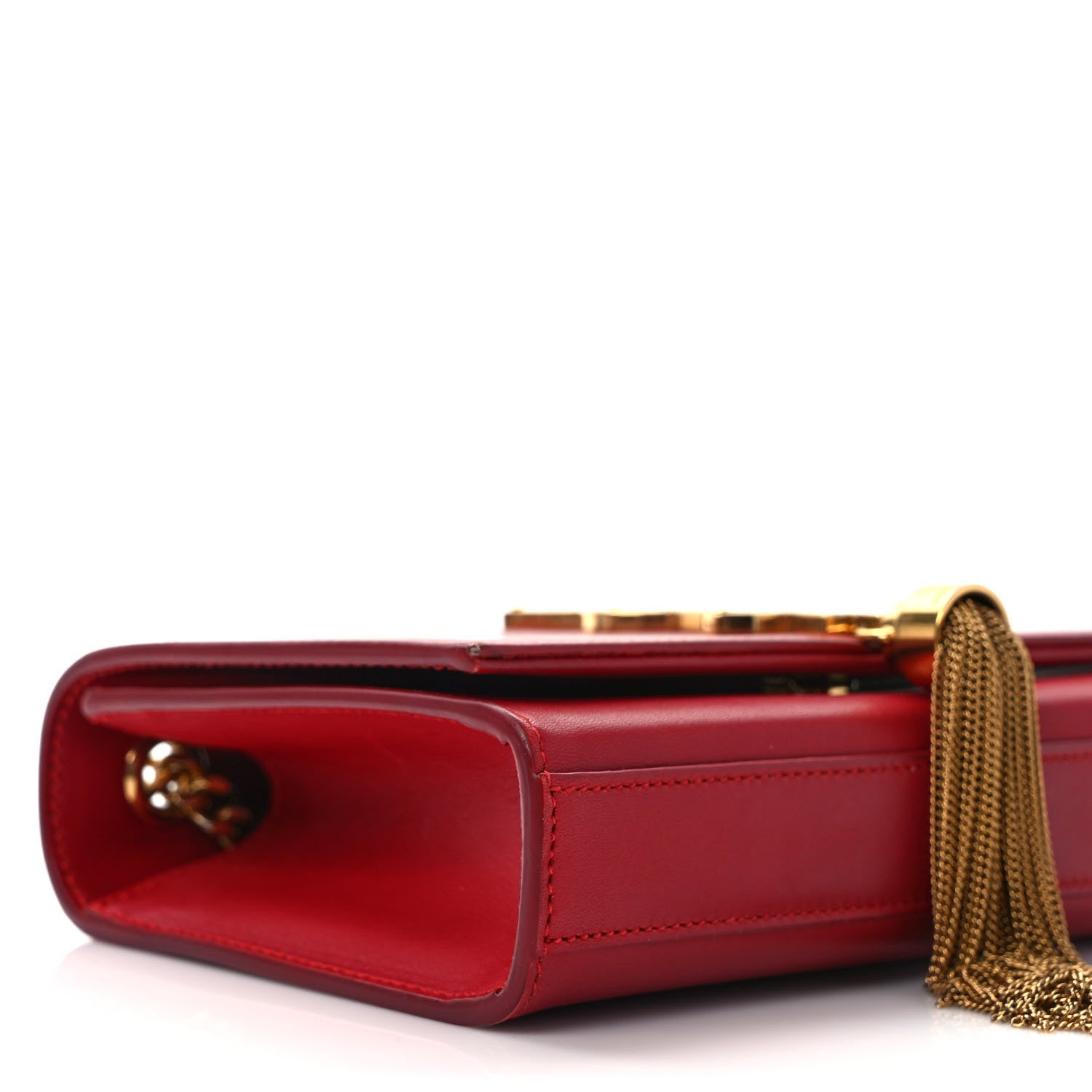 Saint Laurent Calfskin Small Classic Monogram Kate Tassel Satchel Red 7 of 8