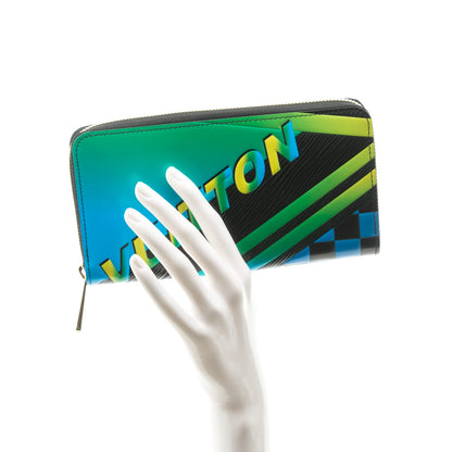 Louis Vuitton Epi Damier Race Zippy Wallet Blue Vert 2 of 7